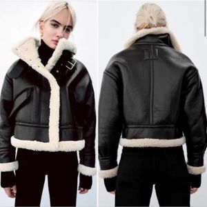 Zara leather and wool jacket